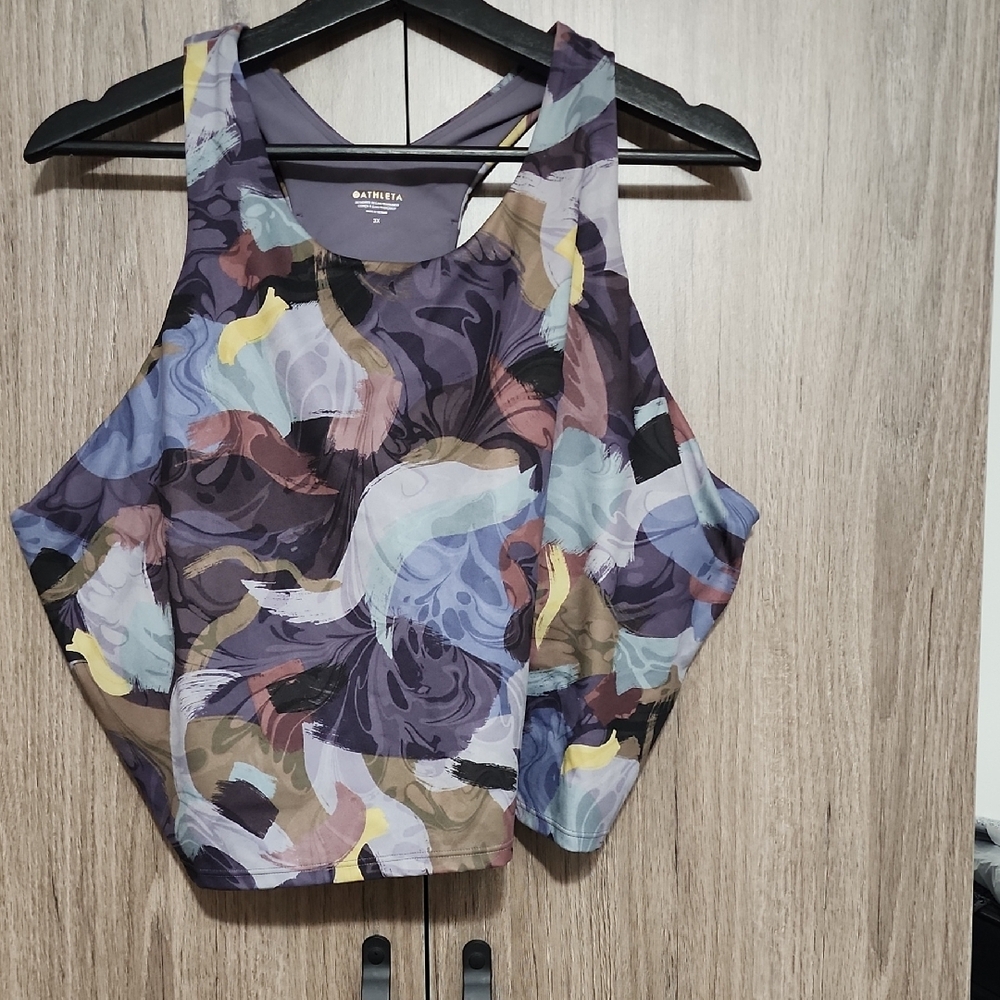 Athleta Purple Gray Sleeveless Crop Tank